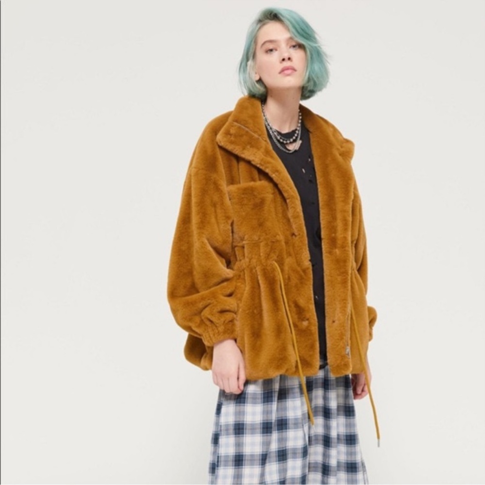 Urban Outfitters Brown Teddy Jacket Oversized Plush Design